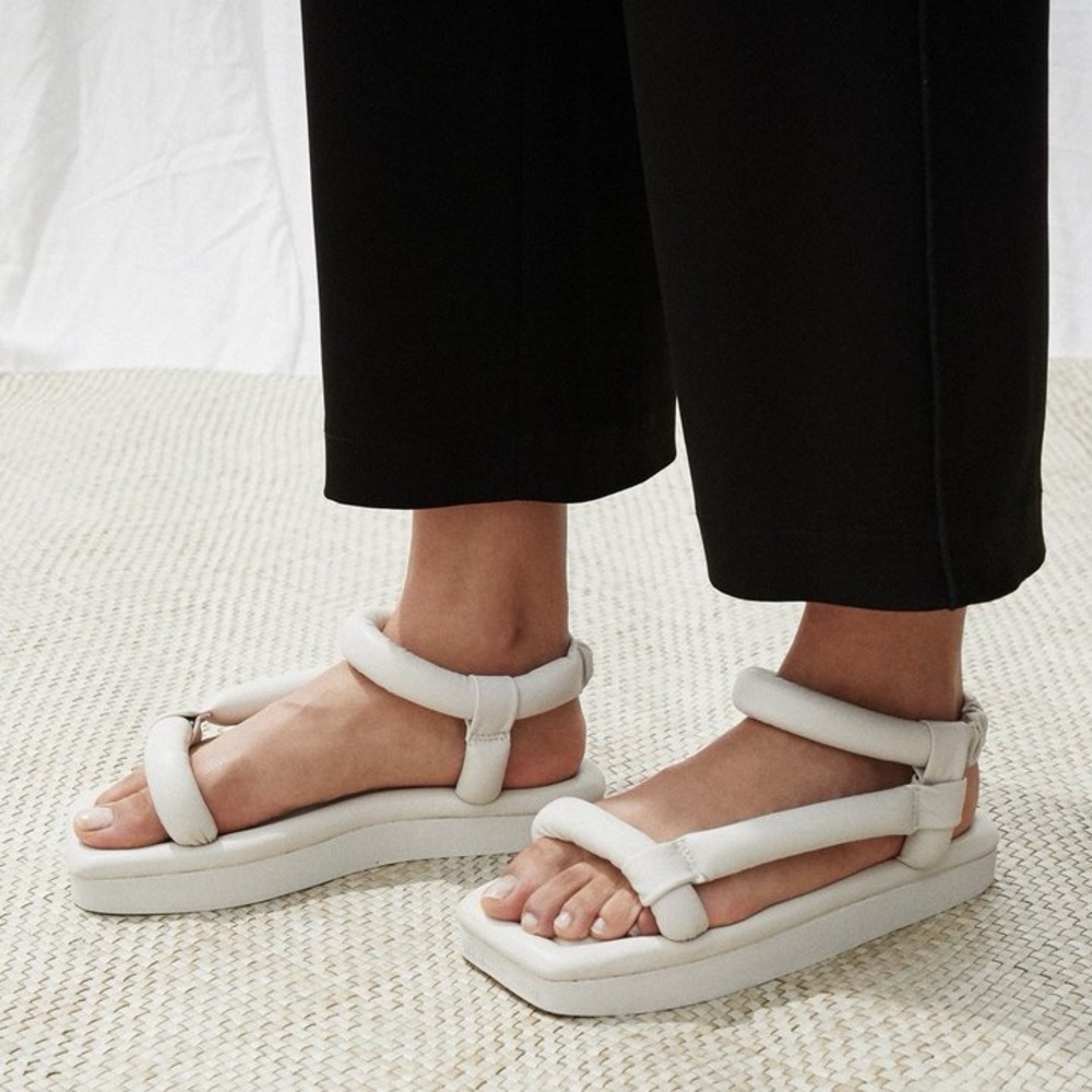 Nanushka Yola Puffed Shape Platform Sandals Creme 40 US 10